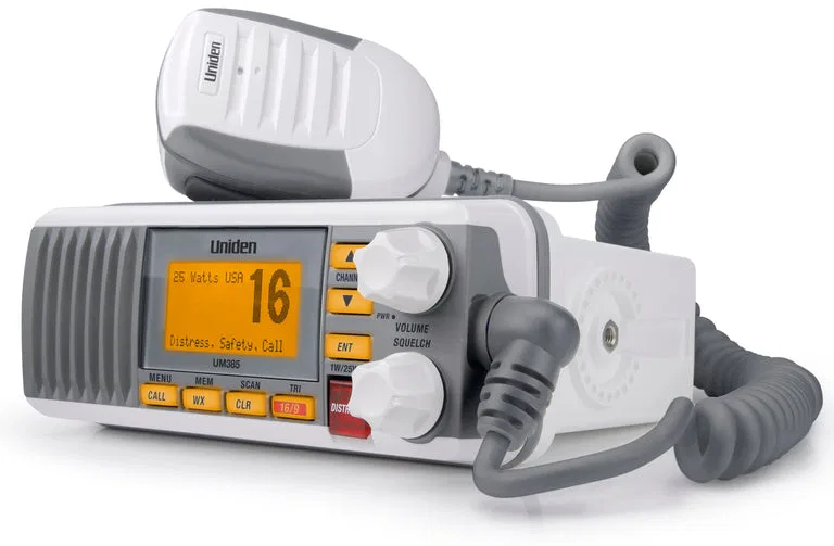 UM385 – UNIDEN AMERI VHF Radio, Fixed Mount United States/ Canadian/ International Channels 1/20 Watt 10 NOAA Weather...